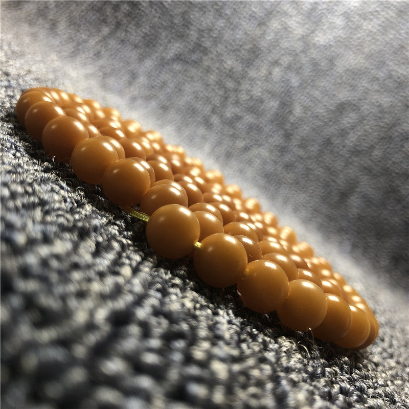 Bodhi Weathered Root Round Beads Rosary Size Bracelet