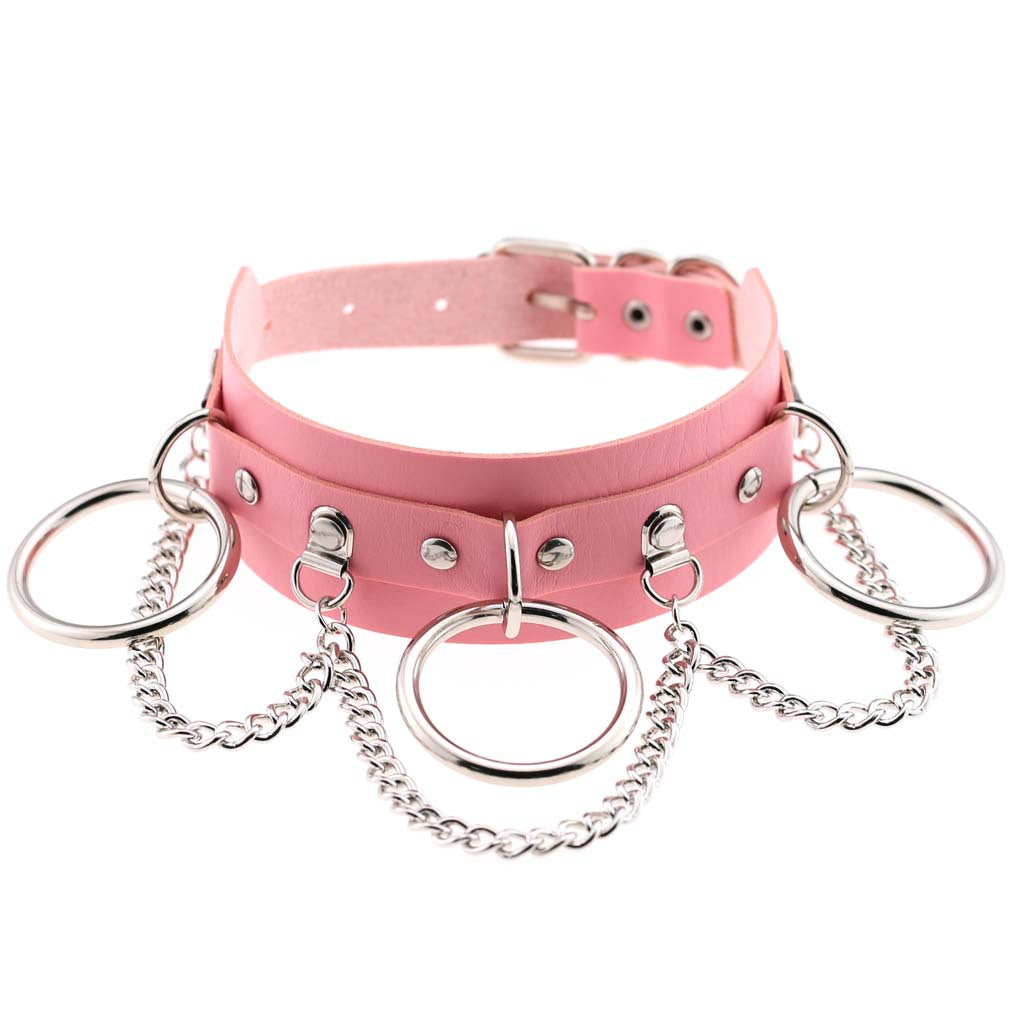 Exaggerated Personalized Leather Punk Street Shooting Nightclub Chain Necklaces