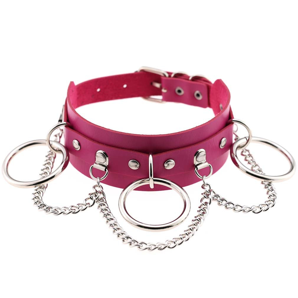 Exaggerated Personalized Leather Punk Street Shooting Nightclub Chain Necklaces
