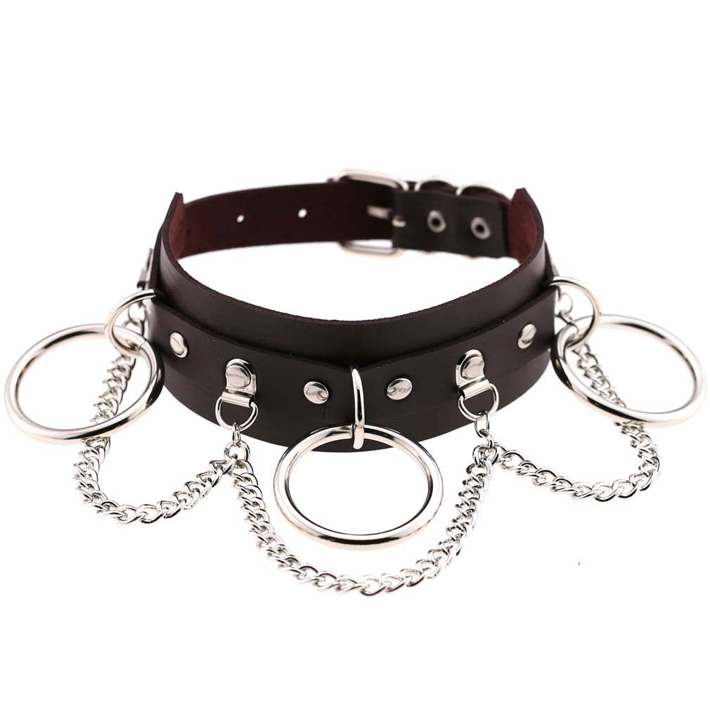 Exaggerated Personalized Leather Punk Street Shooting Nightclub Chain Necklaces