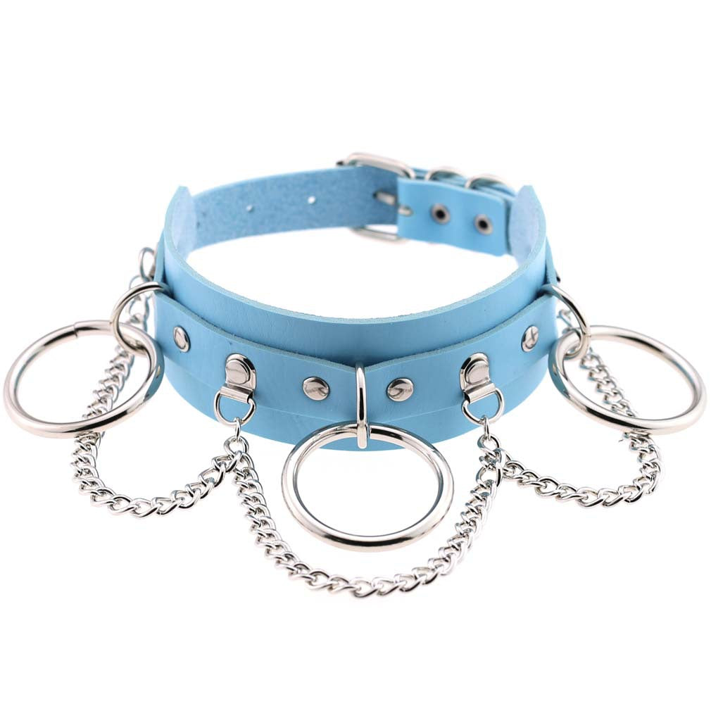 Exaggerated Personalized Leather Punk Street Shooting Nightclub Chain Necklaces