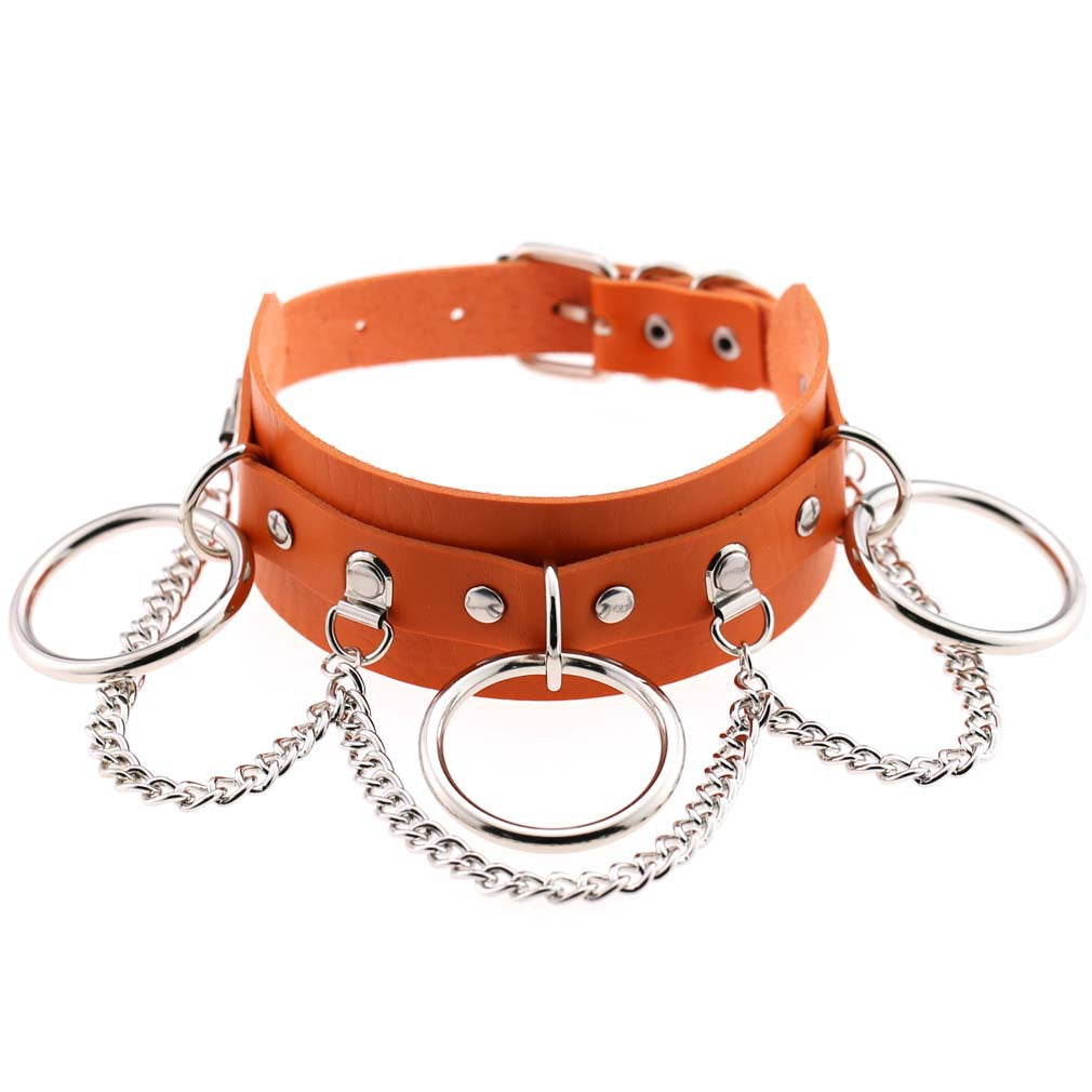 Exaggerated Personalized Leather Punk Street Shooting Nightclub Chain Necklaces