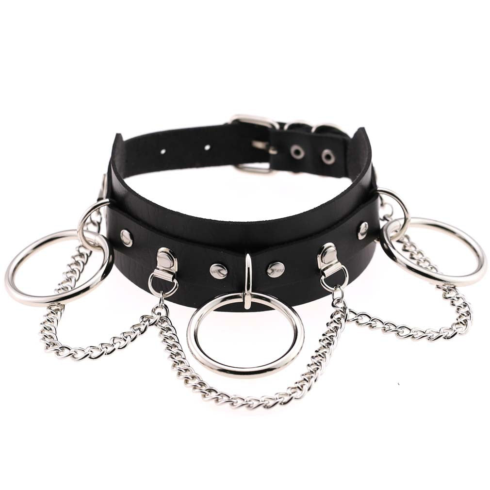 Exaggerated Personalized Leather Punk Street Shooting Nightclub Chain Necklaces