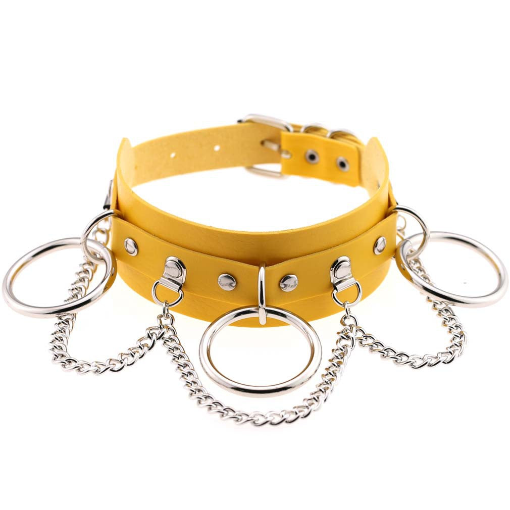 Exaggerated Personalized Leather Punk Street Shooting Nightclub Chain Necklaces