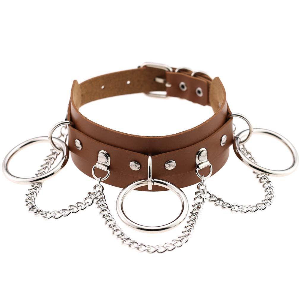 Exaggerated Personalized Leather Punk Street Shooting Nightclub Chain Necklaces