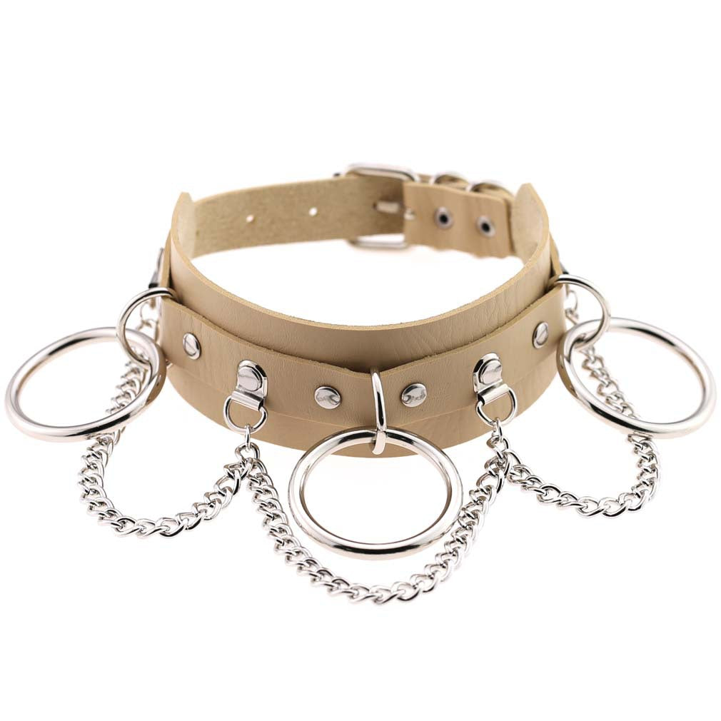 Exaggerated Personalized Leather Punk Street Shooting Nightclub Chain Necklaces