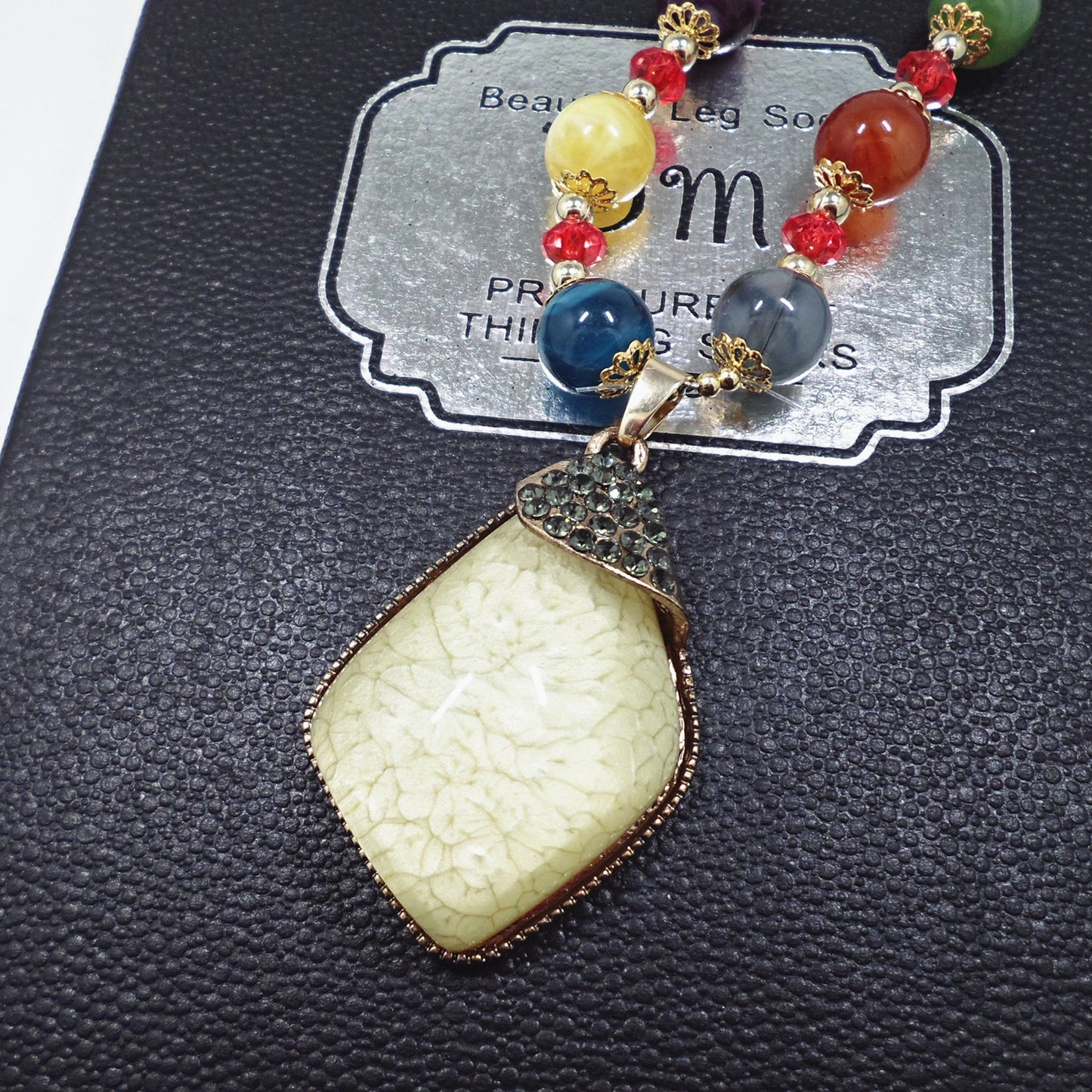 Elephant Sweater Chain Long Bohemian Style Yellow Amber Necklace