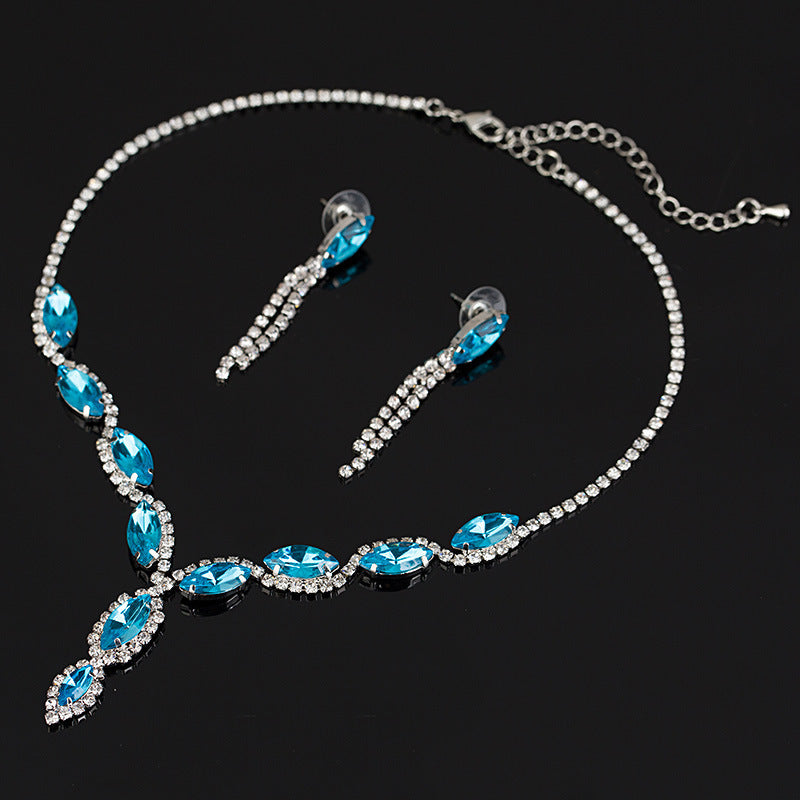Water Drop Crystal Diamond Suite Wedding Bridal Jewelry Set