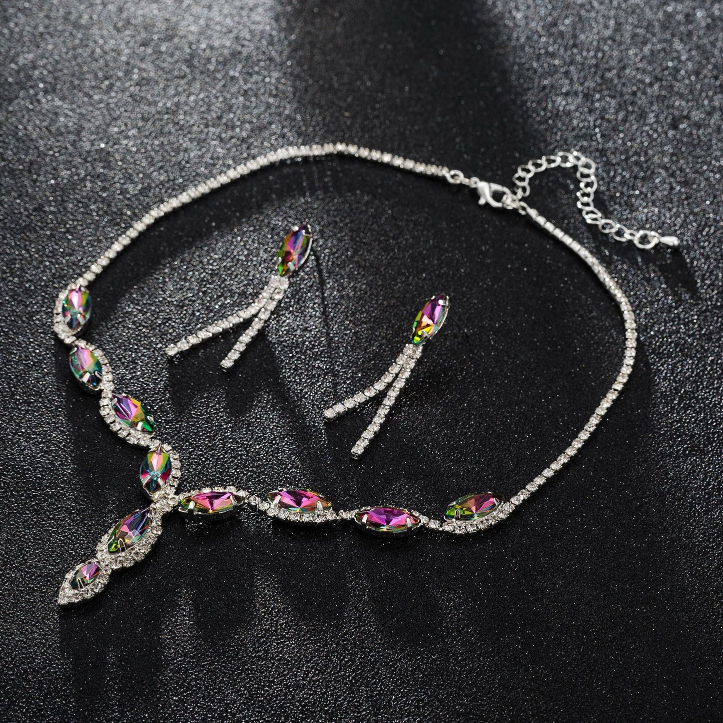 Water Drop Crystal Diamond Suite Wedding Bridal Jewelry Set