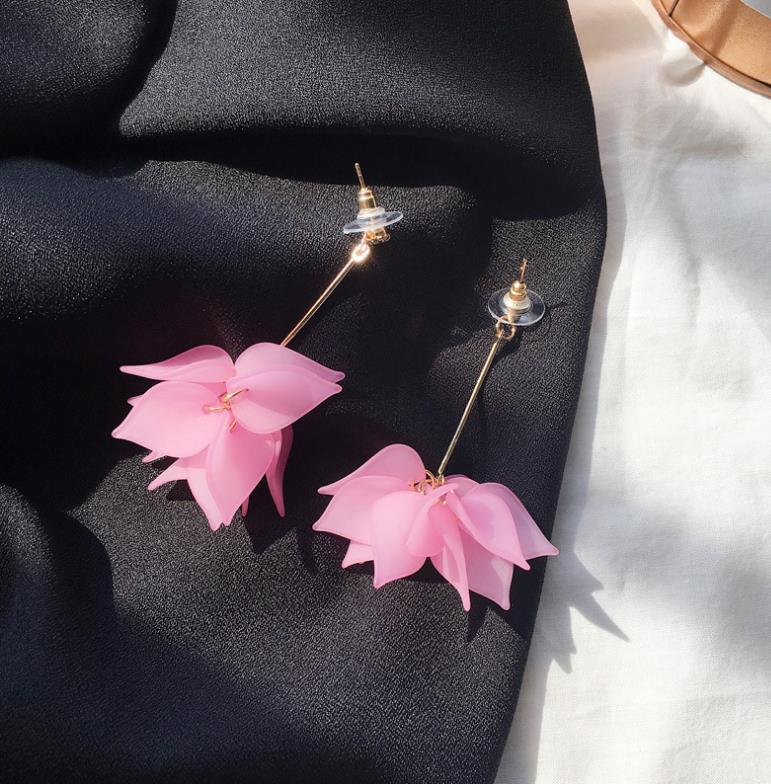 Fresh Lotus Long Personal Korean Style Earrings