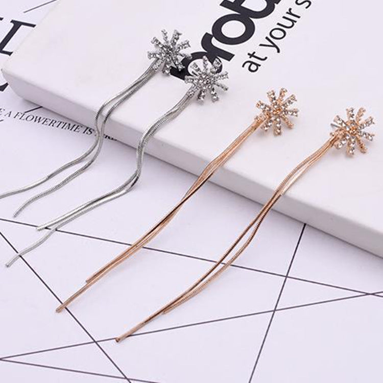 Fringe Personality Simple Snowflake Ear Female Stud Earrings