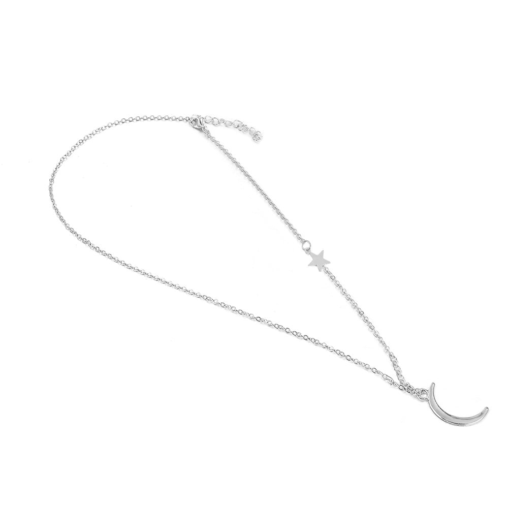 Women's Simple Moon Star Chain Short Clavicle Necklace
