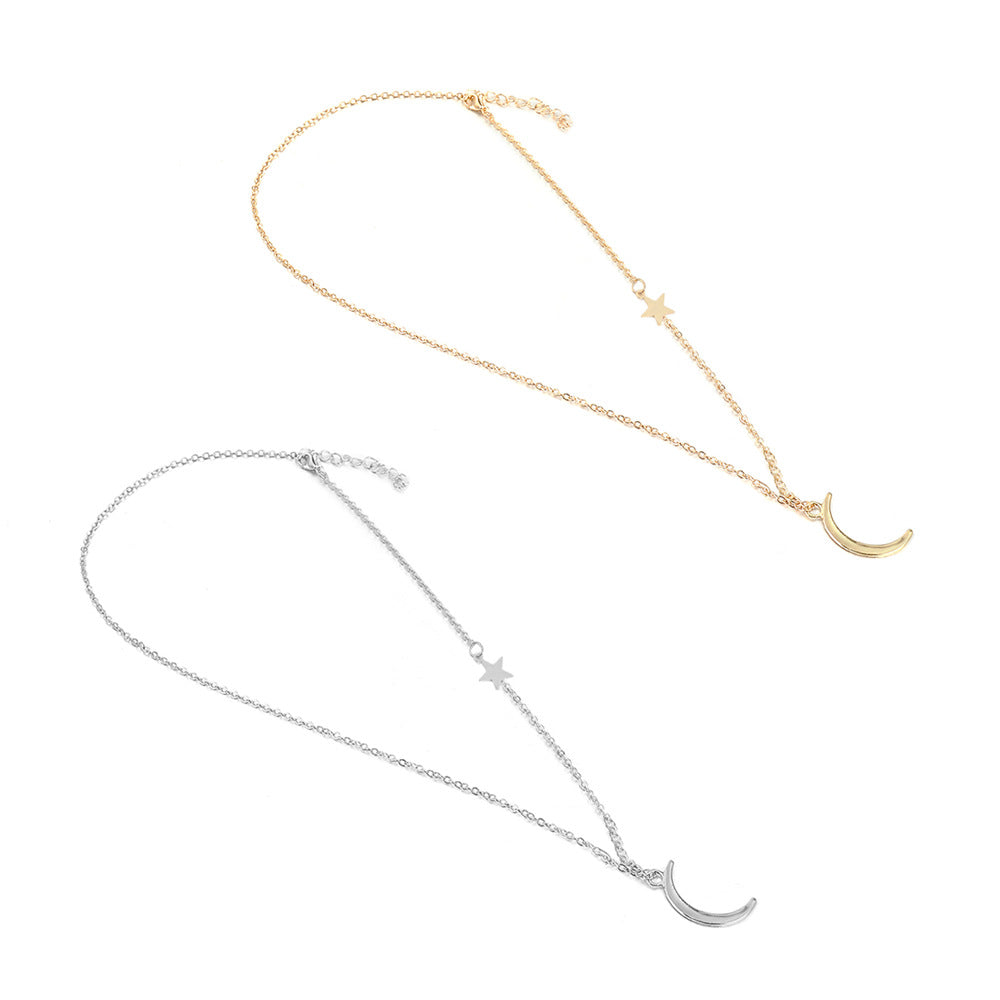 Women's Simple Moon Star Chain Short Clavicle Necklace