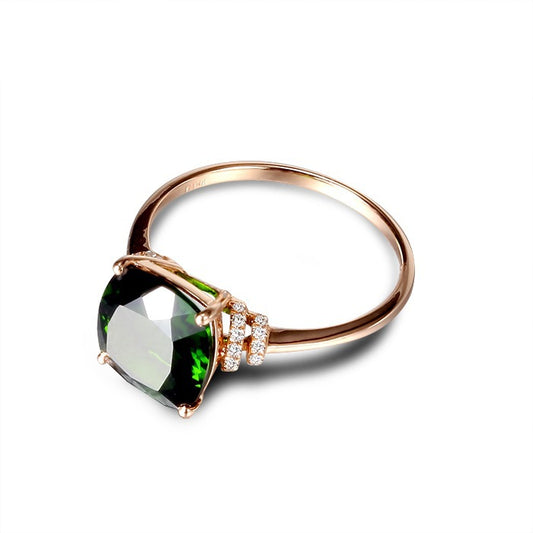 Women's Plated Grandmother Green Gemstone Inlaid Colored Rings