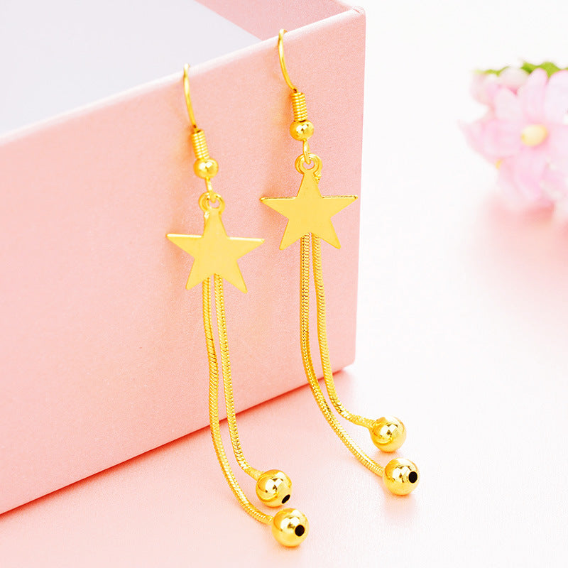 Women's Five-pointed Star Ear Tassel Long Leaf Rings