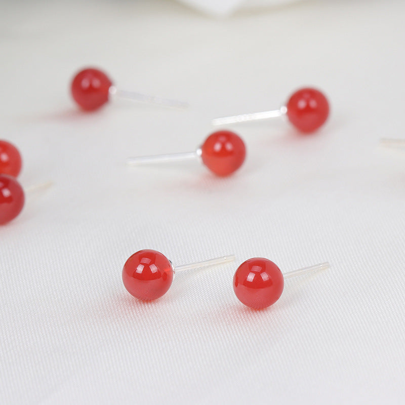Crystal Strawberry Ear Temperament Wild Attracting Male Fashion Stud Earrings