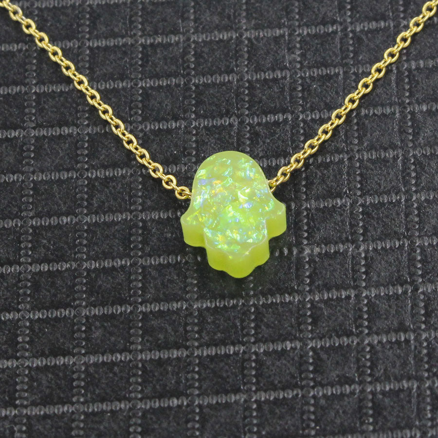 Synthetic Opal Lucky Palm Stone Fresh Necklaces