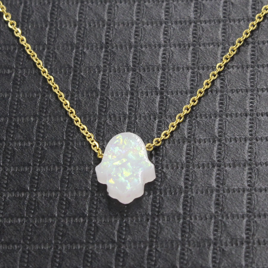 Synthetic Opal Lucky Palm Stone Fresh Necklaces