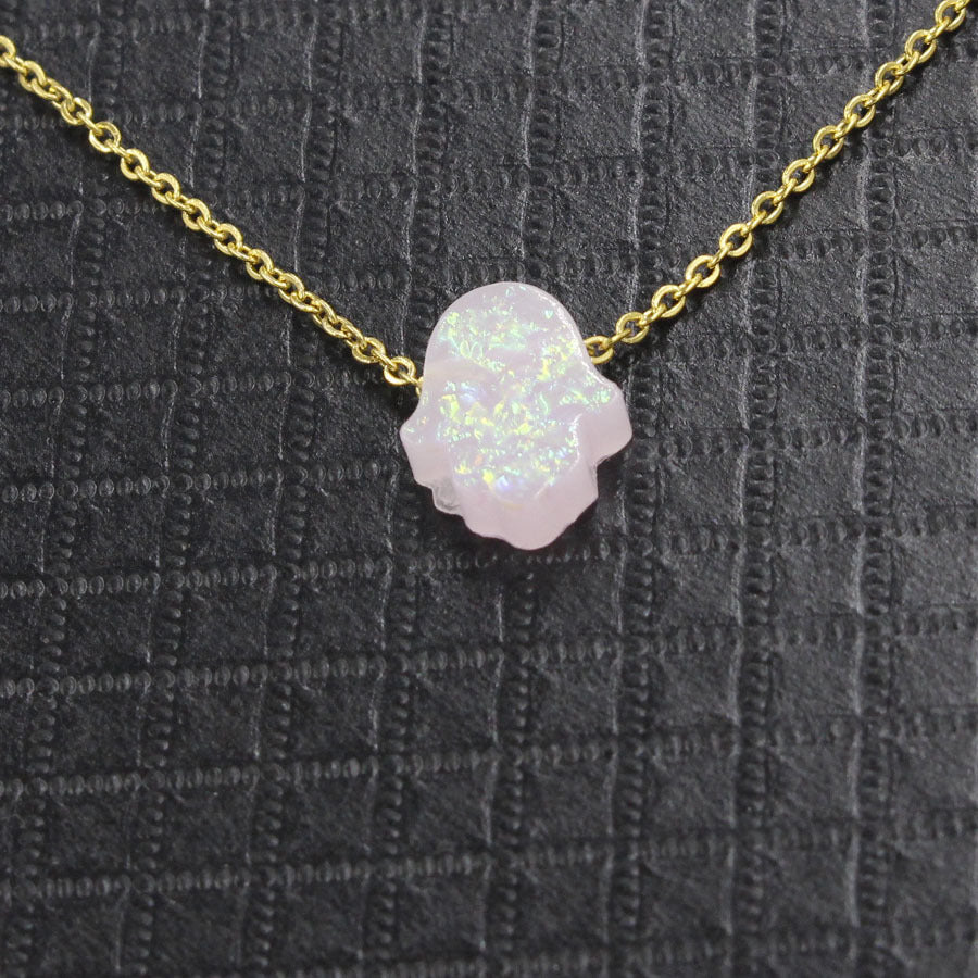 Synthetic Opal Lucky Palm Stone Fresh Necklaces