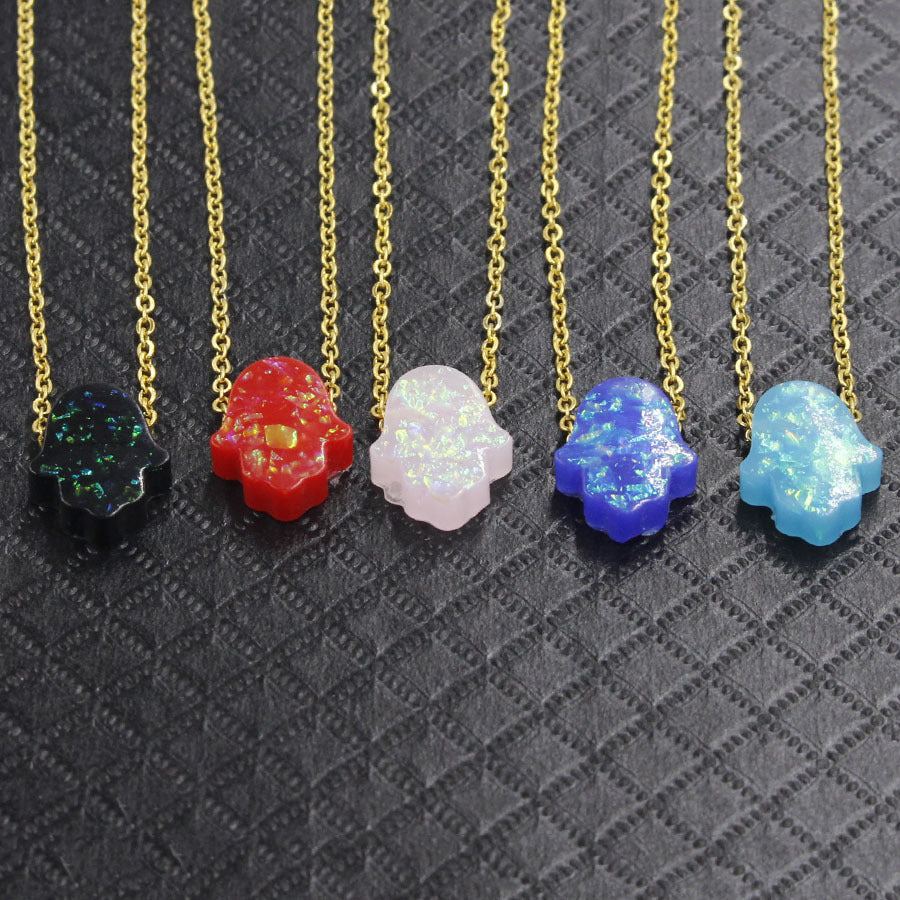 Synthetic Opal Lucky Palm Stone Fresh Necklaces