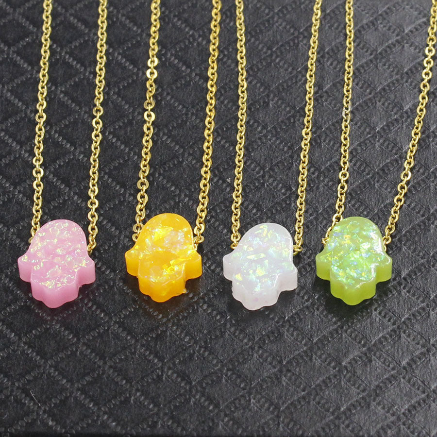 Synthetic Opal Lucky Palm Stone Fresh Necklaces