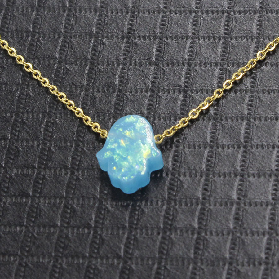 Synthetic Opal Lucky Palm Stone Fresh Necklaces