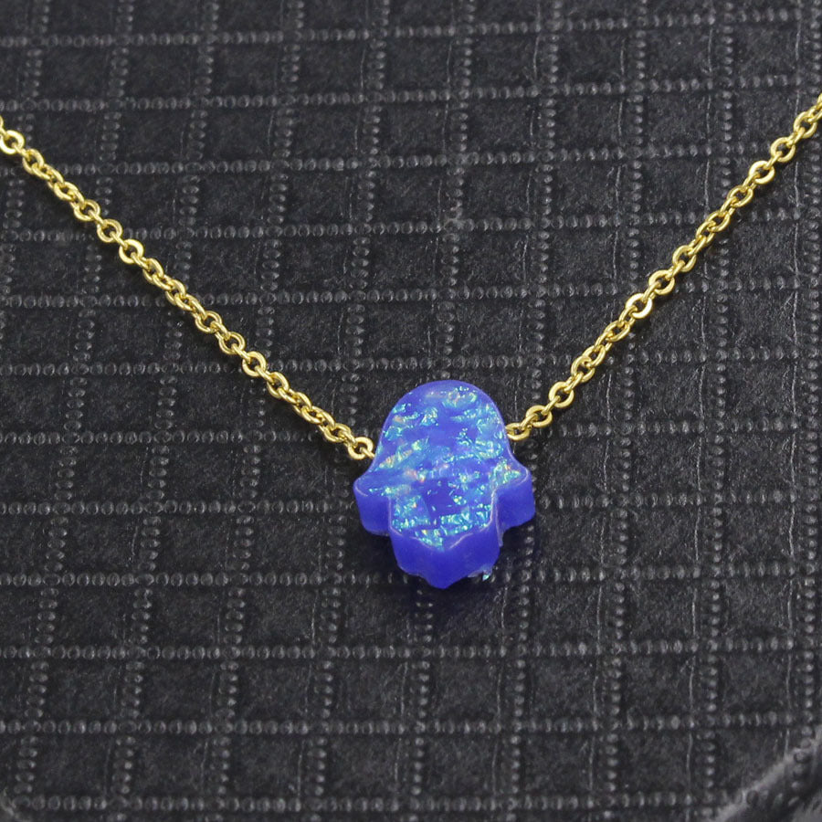 Synthetic Opal Lucky Palm Stone Fresh Necklaces