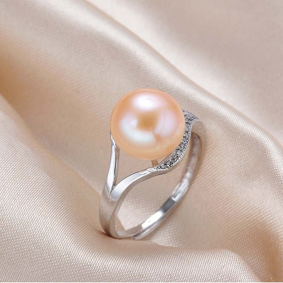 Women's Elegant Steamed Bread Flat Pearl Shell Rings