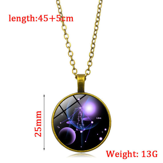 Women's Luminous Twee Constellation Time Gem Cabochon Necklaces