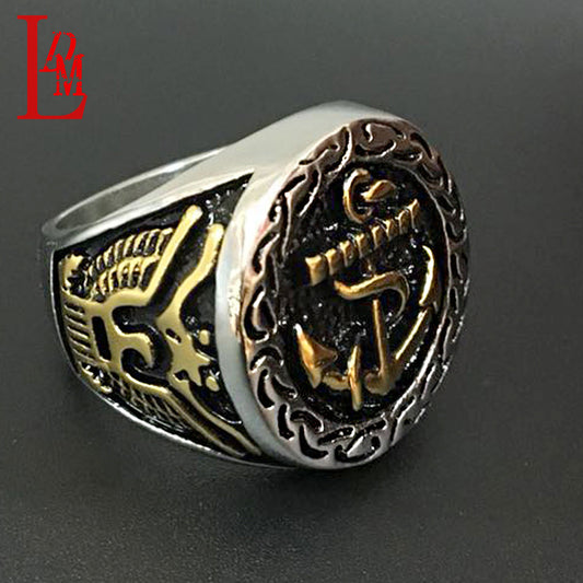 Men's Pirate Ship Anchor Stainless Steel Exaggerated Ring
