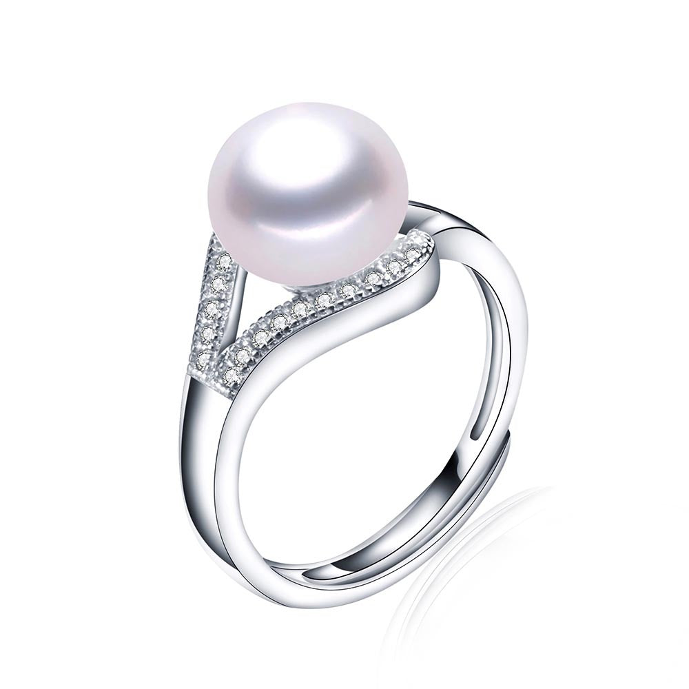 Women's Elegant Steamed Bread Flat Pearl Shell Rings