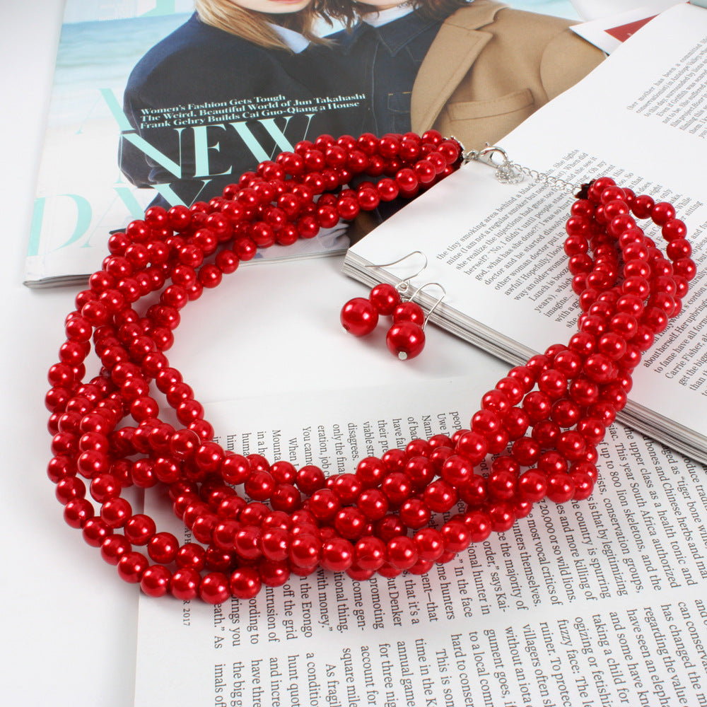 Fashion Highlight Plastic Imitation Pearl Woven Necklaces