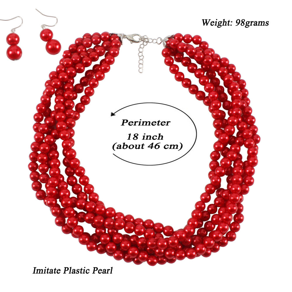 Fashion Highlight Plastic Imitation Pearl Woven Necklaces