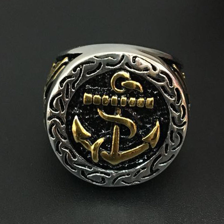 Men's Pirate Ship Anchor Stainless Steel Exaggerated Ring