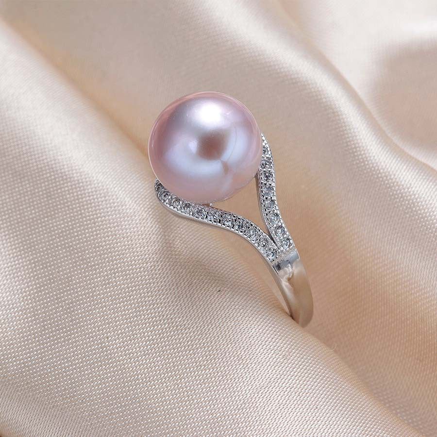 Women's Elegant Steamed Bread Flat Pearl Shell Rings