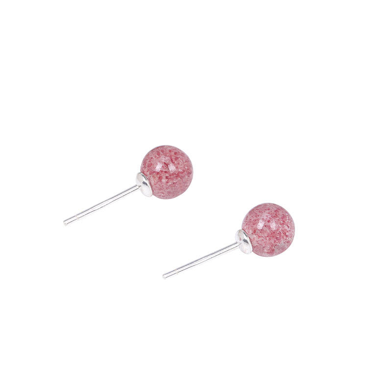 Crystal Strawberry Ear Temperament Wild Attracting Male Fashion Stud Earrings