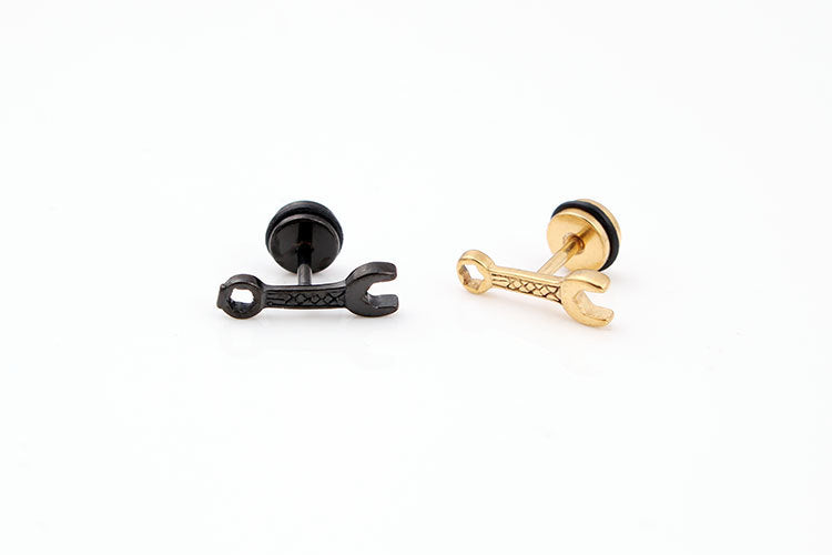 Fashion Tool Wrench Titanium Steel Ear Earrings