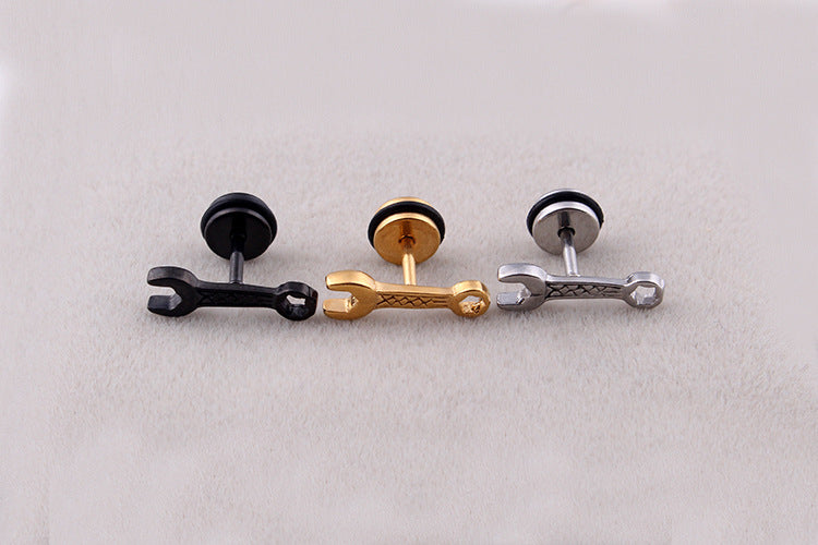 Fashion Tool Wrench Titanium Steel Ear Earrings