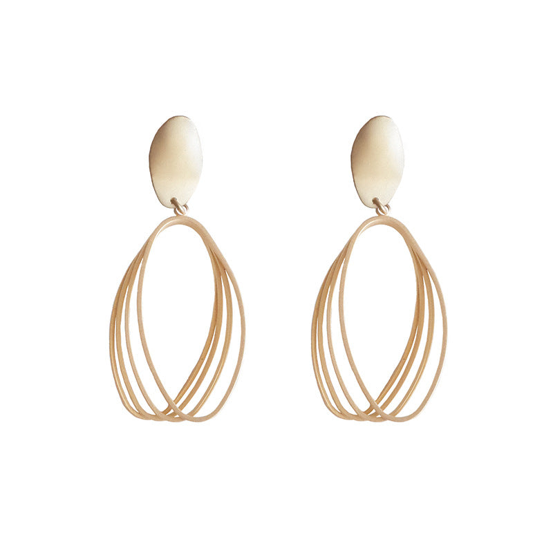 Women's Frosty Style Long Geometric Ellipse Simple Matte Earrings