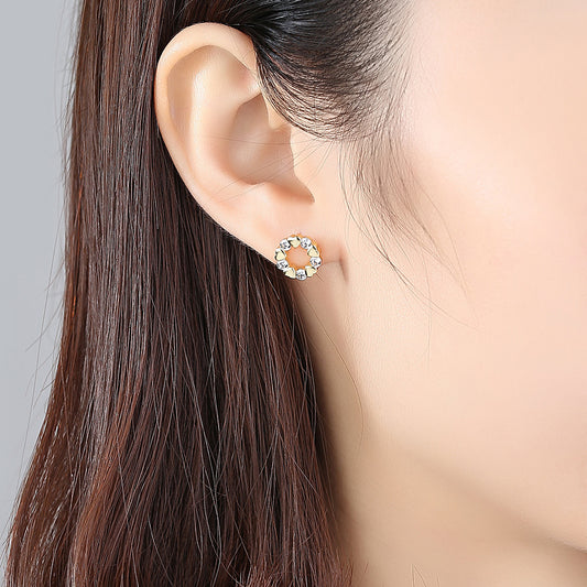 Women's Love Heart Shiny Zircon Korean Simple Niche Earrings