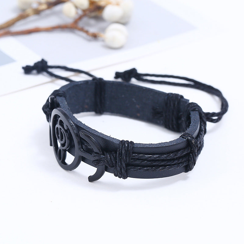 Women's & Men's Musical Note Braided Leather Rock Style Imitation Bracelet