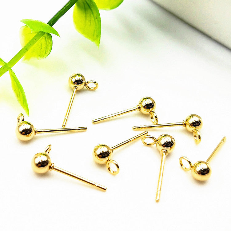 Electroplated Gold Stainless Steel Spherical Ear Earrings