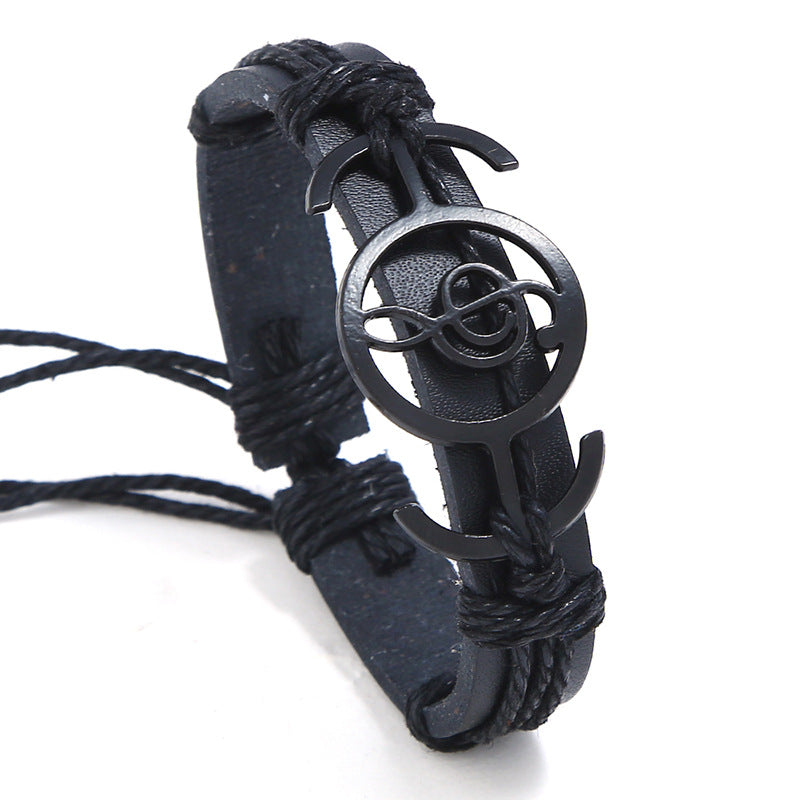 Women's & Men's Musical Note Braided Leather Rock Style Imitation Bracelet
