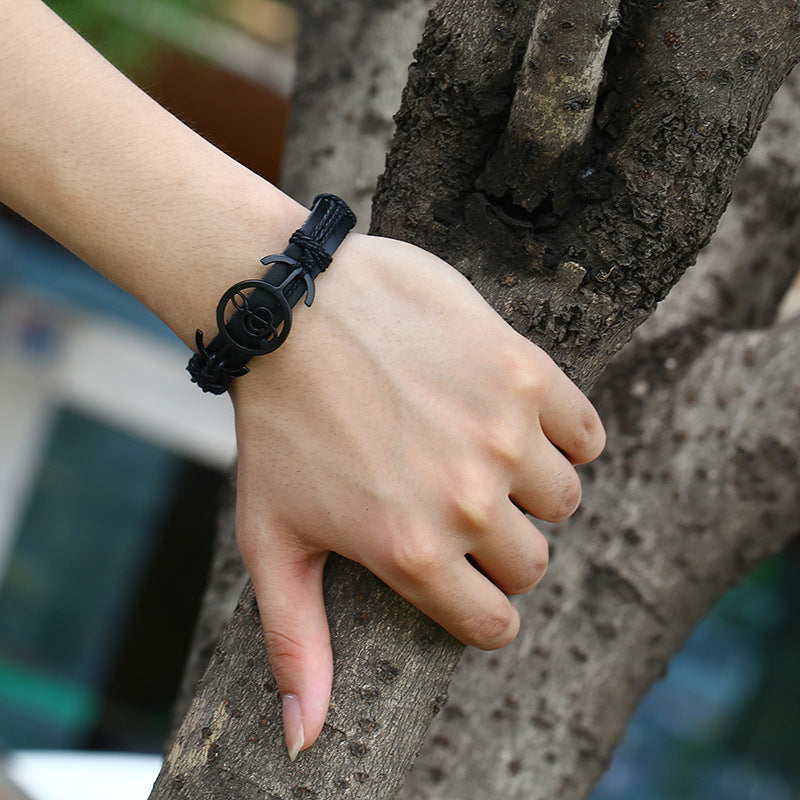 Women's & Men's Musical Note Braided Leather Rock Style Imitation Bracelet