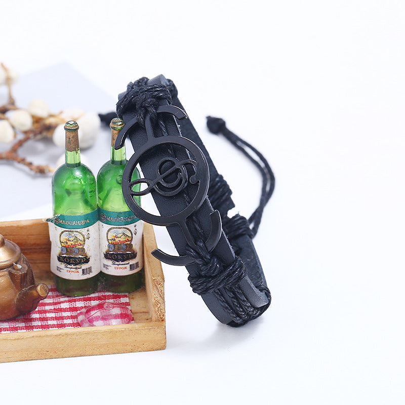 Women's & Men's Musical Note Braided Leather Rock Style Imitation Bracelet