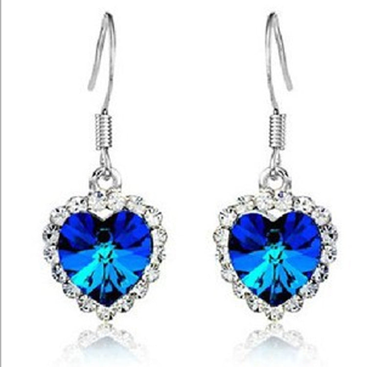 Heart-shaped Austrian Crystal Alloy Heart Of Stud Earrings