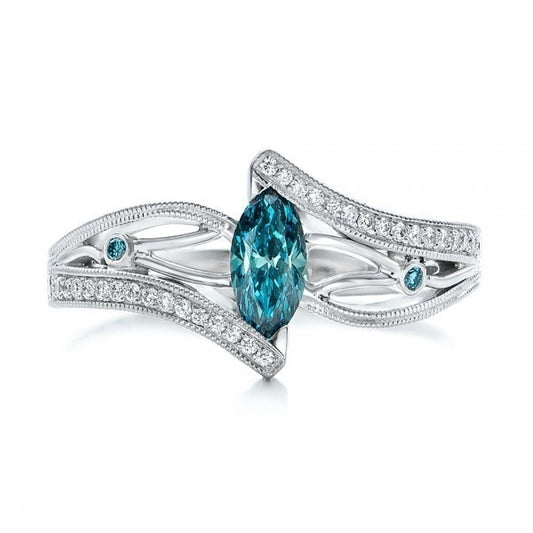 Charming Elegant Luxury Aquamarine Topaz Engagement Ring