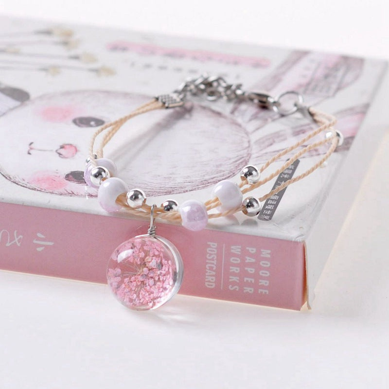 Mori Style Dried Flower Starry Sky Glass Ball Girlfriend Bracelets