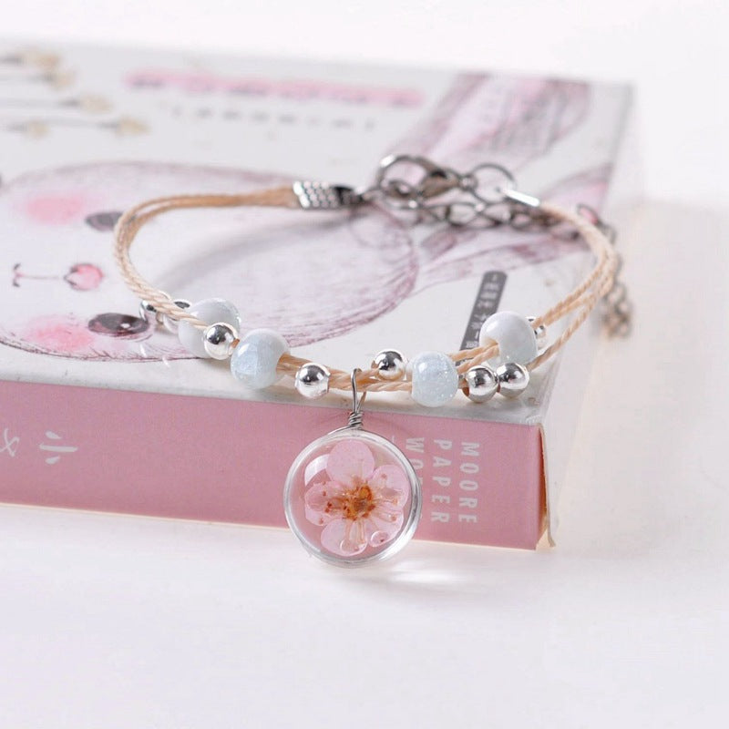 Mori Style Dried Flower Starry Sky Glass Ball Girlfriend Bracelets