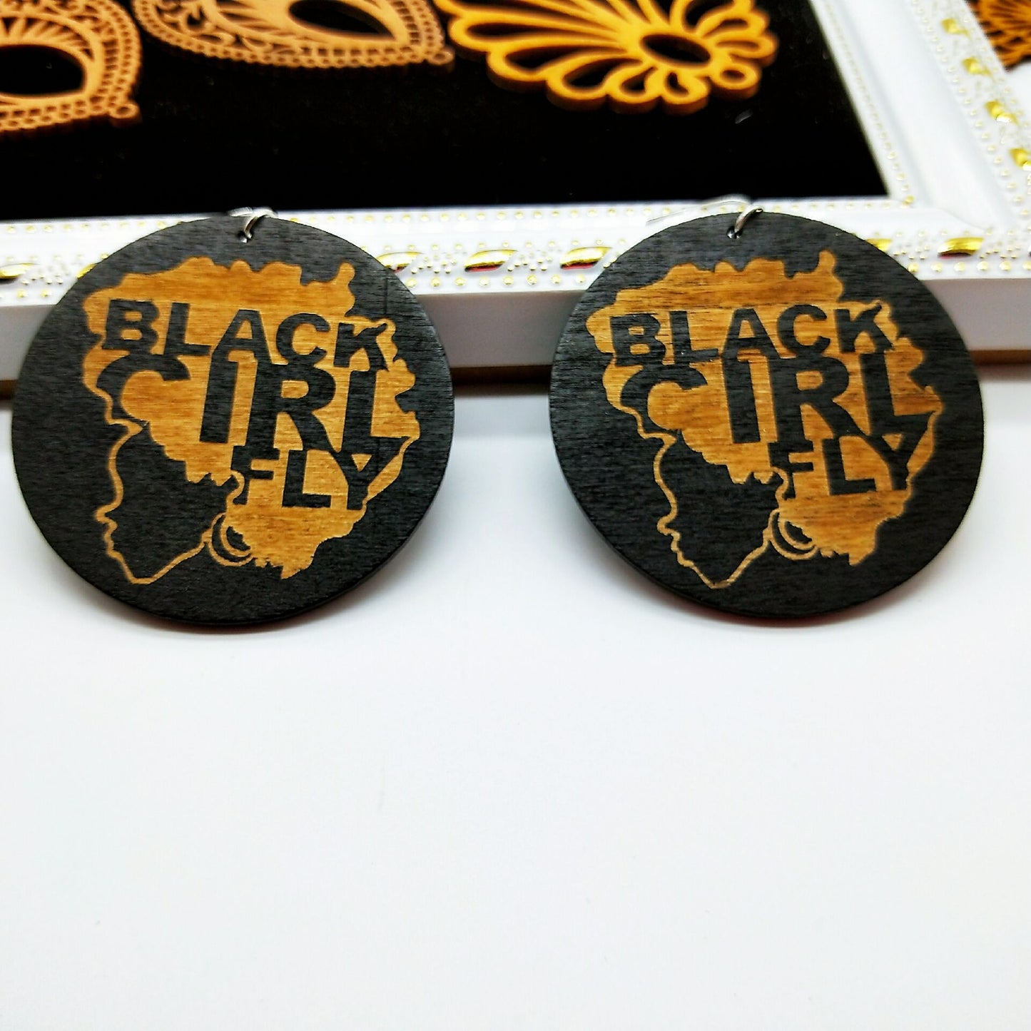 Wooden Fashion Personality Geometry African Black Earrings